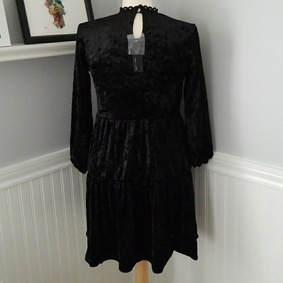 Black Crushed Velvet Boho Hippie Dress - Picture 7 of 7